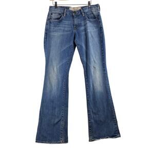 New York & Company Premium Flare Jeans Women's 10/30 Cotton Stretch Blue Fading